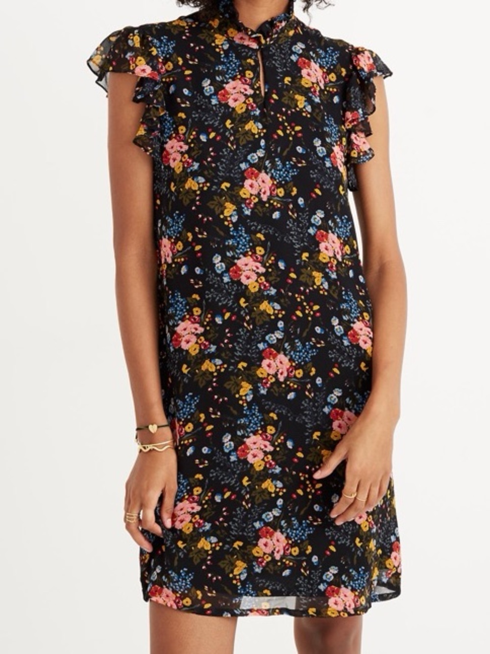 Madewell x No.6 Silk Beacon Dress in Garden Bouquet Floral Ruffle Sleeve | 10